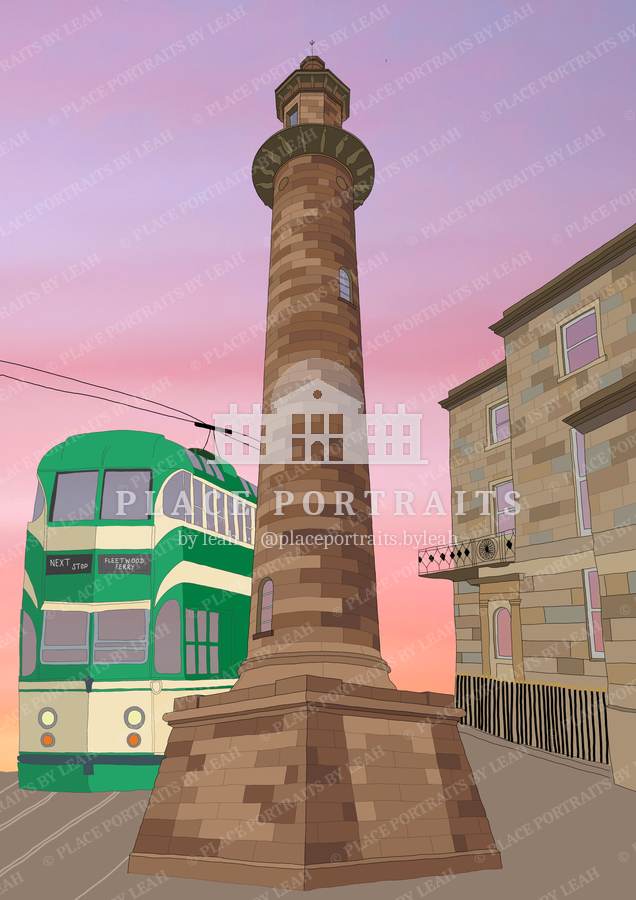 Pharos Lighthouse, Fleetwood, illustrated by Leah